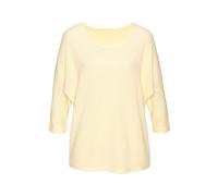 3/4-Arm-Shirt VIVANCE "mit Waffelstruktur", Damen, Gr. 36/38, gelb, Strick, Obermaterial: 64% Polyester, 34% Viskose, 2% Elasthan, Strukturmuster, leicht transparent, unifarben, lässig geschnitten, Ru