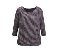 3/4-Arm-Shirt VIVANCE "mit Zierknopf am Ausschnitt", Damen, Gr. 36/38, blau (navy), Jersey, Obermaterial: 95% Viskose (LENZING™ ECOVERO™), 5% Elasthan, bedruckt, figurumspielend normal, Rundhals, Shir