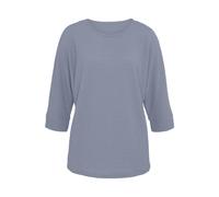 3/4-Arm-Shirt VIVANCE "aus bügelfreier Crêpe-Qualität", Damen, Gr. 36/38, blau (rauchblau), Cru00eape, Obermaterial: 98% Polyester, 2% Elasthan, unifarben, modisch, lässig geschnitten normal, Rundhals