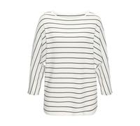 3/4-Arm-Shirt VIVANCE "mit modischer Streifenstruktur", Damen, Gr. 36/38, schwarz-weiß (weiß, schwarz), Strick, Obermaterial: 42% Baumwolle, 42% Viskose, 12% Polyester, 4% Elasthan, gestreift, casual,