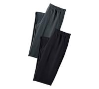 Caprileggings, Damen, Gr. 32/34, N-Gr, grau (1x anthrazit, meliert, 1x schwarz), Single Jersey, Anthrazitmeliert (Obermaterial): 60% Baumwolle, 35% Polyester, 5% Elasthan. Obermaterial: 95% Baumwolle,