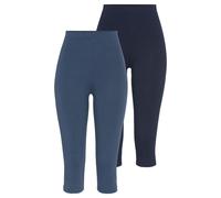 Caprileggings, Damen, Gr. 44/46, N-Gr, blau (1x jeans, 1x denim), Single Jersey, Obermaterial: 60% Baumwolle, 35% Polyester, 5% Elasthan, VIVANCE ACTIVE BY LASCANA, unifarben, Basic, eng 3/4-Länge, Ho