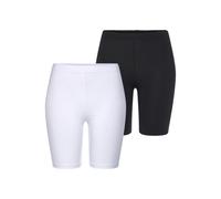 Radlerhose, Damen, Gr. 40/42, N-Gr, schwarz (1x weiß, 1x schwarz), Single Jersey, Obermaterial: 95% Baumwolle, 5% Elasthan, VIVANCE ACTIVE BY LASCANA, unifarben, Basic, figurbetont ca. Mitte Oberschen