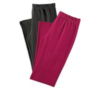 Caprileggings VIVANCE ACTIVE, Damen, Gr. 52/54, N-Gr, rosa (1x himbeere, 1x schwarz), Single Jersey, Obermaterial: 95% Baumwolle, 5% Elasthan, unifarben, Basic, eng 3/4-Länge, Hosen, mit Gummibund, Lo