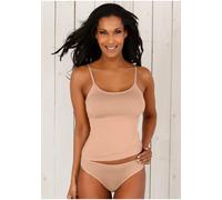 Spaghettitop VIVANCE ACTIVE, Damen, Gr. 40/42, beige (beige, schwarz, weiß), Single Jersey, Obermaterial: 95% Polyamid, 5% Elasthan (LYCRA), unifarben, Basic, körpernah taillenbedeckt, tiefer Rundhals