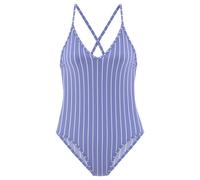 Badeanzug VIVANCE, Damen, Gr. 34, Cup A/B, blau (blau, creme), Recycling-Polyamid, gestreift, längst gestreift, Badeanzüge Badeanzug, mit Nadelstreifen (19283331-34) blau, creme