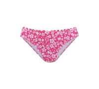 Bikini-Hose VIVANCE "Leni", Damen, Gr. 32, N-Gr, weiß (neonpink, weiß), Microfaser, bedruckt, floral, Badehosen Bikini-Hose, mit gelaserter Wellenkante (86487800-32) neonpink, weiß