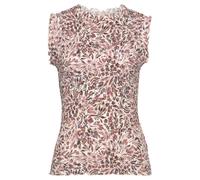 Blusentop VIVANCE, Damen, Gr. 46, lila (creme, mauve bedruckt), Web, Obermaterial: 99% Viskose, 1% Elasthan, bedruckt, figurbetont hüftlang, hoch geschlossener Ausschnitt, Babylock, Blusen Blusentop, 