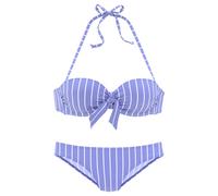 VIVANCE Bügel-Bandeau-Bikini Damen blau-creme Gr.42 Cup D
