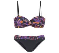 Bügel-Bandeau-Bikini VIVANCE, Damen, Gr. 40, Cup E, schwarz (schwarz bedruckt), Polyamid, bedruckt, Bikini-Sets, in getwisteter Optik (93539661-40) schwarz bedruckt