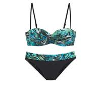 Bügel-Bandeau-Bikini VIVANCE, Damen, Gr. 34, Cup A, blau (türkis bedruckt), Xtra Life LYCRA, bedruckt, Bikini-Sets, mit abnehmbaren Trägern (16990926-34) türkis bedruckt