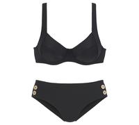 Bügel-Bikini VIVANCE, Damen, Gr. 44, Cup C, schwarz, Polyamid, unifarben, Bikini-Sets Bügel-Bikini, mit goldfarbenen Zierknöpfen (75966743-44) schwarz