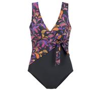 Badeanzug VIVANCE, Damen, Gr. 38, Cup A/B, schwarz (schwarz bedruckt), Polyamid, Print-Einsatz, Badeanzüge Badeanzug, mit Zierschleife, herausnehmbare Cups (69524341-38) schwarz bedruckt