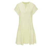 Blusenkleid VIVANCE "aus strukturierter Ware mit Volant", Damen, Gr. 34, N-Gr, limone, Web, Obermaterial: 100% Baumwolle, Strukturmuster, unifarben, figurumspielend ca. Mitte Oberschenkel, V-Ausschnit