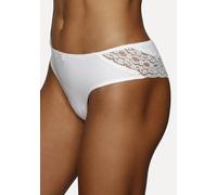 Brasilslip VIVANCE, Damen, Gr. 48/50, beige (creme, grau meliert, schwarz), Single Jersey, Obermaterial: 95% Baumwolle, 5% Elasthan. Spitze: 90% Polyamid, 10% Elasthan, unifarben, körpernah, Unterhose