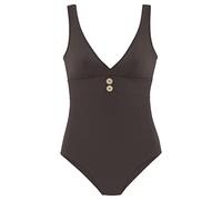Badeanzug VIVANCE, Damen, Gr. 40, Cup A/B, braun (dunkelbraun), Polyamid, unifarben, Badeanzüge Badeanzug, mit goldfarbenen Zierknöpfen (34363157-40) dunkelbraun