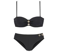 Bügel-Bandeau-Bikini VIVANCE, Damen, Gr. 38, Cup B, schwarz, Polyamid, unifarben, Bikini-Sets, mit edlen Zierknöpfen (88179309-38) schwarz
