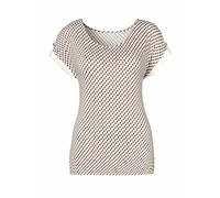 Kurzarmshirt VIVANCE "mit dekorativem Ärmelsaum", Damen, Gr. 40/42, weiß, Single Jersey, Obermaterial: 95% Viskose (LENZING™ ECOVERO™), 5% Elasthan, bedruckt, Basic normal, Rundhals, mit Knopf,mit Rie