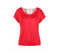Vivance T-Shirt mit weicher Häkelspitze im Rücken, rot