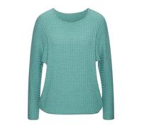 Langarmshirt VIVANCE "aus sommerlicher Strickqualität", Damen, Gr. 48/50, grün (mint, creme), Strick, Obermaterial: 68% Viskose (LENZING™ ECOVERO™), 30% Polyester, 2% Elasthan, gemustert, figurumspiel