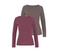 Langarmshirt VIVANCE Gr. 36/38, lila (beere, taupe) Damen Shirts (30579530-36) beere, taupe
