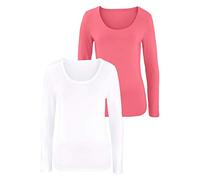 Vivance Langarmshirt (2er-Pack) aus elastischer Baumwoll-Qualität, apricot | weiß