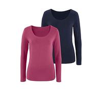 Vivance Langarmshirt (2er-Pack) aus elastischer Baumwoll-Qualität, beere | navy