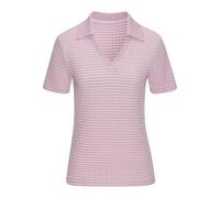 Poloshirt VIVANCE "aus strukturierter Strickqualität", Damen, Gr. 44/46, rosa (rose, creme), Strick, Obermaterial: 75% Baumwolle, 25% Polyester, gemustert, bequem, V-Ausschnitt, Shirts, schöne Strick-