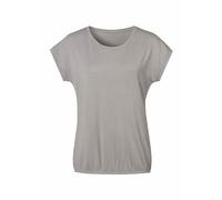 Rundhalsshirt VIVANCE "mit dezentem Glitzerdruck" Gr. 44/46, grau, Damen, Single Jersey, Obermaterial: 62% Polyester, 33% Viskose, 5% Elasthan, bedruckt, Shirts, aus weicher Viskose-Qualität, Topselle