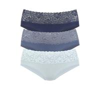 Slip VIVANCE, Damen, Gr. 36/38, blau (eisblau, rauchblau, navy), Single Jersey, Obermaterial: 95% Baumwolle, 5% Elasthan. Spitze: 93% Polyamid, 7% Elasthan (LYCRA), unifarben, bequem, Unterhosen Slip,