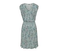 Sommerkleid VIVANCE "mit Alloverdruck", Damen, Gr. 46, N-Gr, bunt (türkis, rosé bedruckt), Jersey, Obermaterial: 100% Viskose, bedruckt, figurumspielend kniefrei, tiefer V-Ausschnitt, Kleider Sommerkl