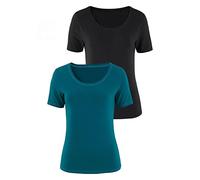 T-Shirt VIVANCE "aus elastischer Baumwoll-Qualität" Gr. 44/46, grün (petrol, schwarz) Damen Shirts (722251-44) petrol, schwarz