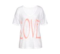 V-Shirt VIVANCE Gr. 36/38, bunt (weiß, neonorange) Damen Shirts (94673803-36) weiß, neonorange