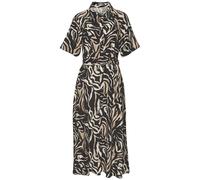 Hemdblusenkleid VIVANCE, Damen, Gr. 38, N-Gr, schwarz, braun bedruckt, Web, Obermaterial: 100% Viskose, bedruckt, figurumspielend ca. Mitte Wade, Rundhals, Raglanärmel, Kleider, kleiner Blusenkragen u