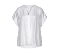 Kurzarmbluse VIVANCE, Damen, Gr. 48/50, weiß, Web, Obermaterial: 100% Viskose, unifarben, modisch, figurumspielend hüftlang, tiefer V-Ausschnitt, Kurzarm Aufschlag, Blusen, in lockerem Schnitt, Damenb