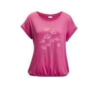 Kurzarmshirt VIVANCE "mit floralem Print", Damen, Gr. 44/46, pink (beere), Jersey, Obermaterial: 95% Viskose (LENZING™ ECOVERO™), 5% Elasthan, bedruckt, figurumspielend normal, Rundhals, mit Umschlag,