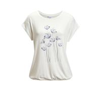 Kurzarmshirt VIVANCE "mit floralem Print", Damen, Gr. 36/38, weiß (creme), Jersey, Obermaterial: 95% Viskose (LENZING™ ECOVERO™), 5% Elasthan, bedruckt, figurumspielend normal, Rundhals, mit Umschlag,