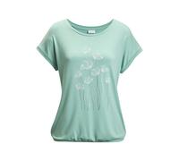 Kurzarmshirt VIVANCE "mit floralem Print", Damen, Gr. 44/46, grün (mint), Jersey, Obermaterial: 95% Viskose (LENZING™ ECOVERO™), 5% Elasthan, bedruckt, figurumspielend normal, Rundhals, mit Umschlag,