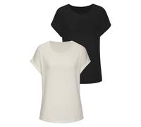 VIVANCE BY LASCANA Kurzarmshirt Damen schwarz, creme Gr.44/46