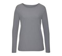 Langarmshirt VIVANCE "mit Rippstruktur", Damen, Gr. 48/50, blau (graublau), Rippware, Obermaterial: 63% Polyester (REPREVE), 34% Viskose, 3% Elasthan, Strukturmuster, unifarben, Basic, figurumspielend