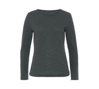 Langarmshirt VIVANCE "mit modischem Ajour-Muster", Damen, Gr. 32/34, grau (graugrün), Feinstrick;Jersey, Obermaterial: 60% Baumwolle, 40% Polyester, körpernah normal, Rundhals, Shirts Langarmshirt, au