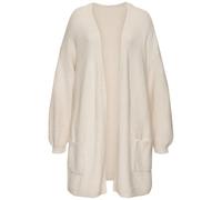 Longstrickjacke VIVANCE, Damen, Gr. 1, beige, Strick, Obermaterial: 77% Polyacryl, 19% Polyester, 4% Elasthan, unifarben, figurumspielend Po-bedeckend, ohne Ausschnitt, Rippstrickbündchen, Strickjacke