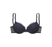 Push-up-BH VIVANCE, Damen, Gr. 80, Cup D, blau (midnight blau), Microtouch, Obermaterial: 60% Polyamid, 35% Polyester, 5% Elasthan, BHs Push-up-BH, rundherum mit floraler Spitze, Dessous (16099808-80)