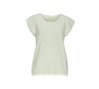 Rundhalsshirt VIVANCE "mit Streifenstruktur", Damen, Gr. 36/38, beige (creme, grün), Feinstrick, Obermaterial: 54% Polyester (REPREVE), 35% Baumwolle, 11% Viskose, gestreift, modisch, normal normal, R