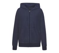 Sweater VIVANCE, Damen, Gr. 36/38, blau (dunkelblau meliert), Frottee, Obermaterial: 51% Polyester, 49% Baumwolle. Kapuzenfutter: 60% Baumwolle, 40% Polyester, unifarben, Basic lang, Rundhals, angeset