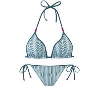 Triangel-Bikini VIVANCE, Damen, Gr. 42, Cup C/D, blau (blau bedruckt), Polyamid, Bikini-Sets, mit Zierperlen (91528131-42) blau bedruckt