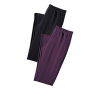 Caprileggings VIVANCE ACTIVE, Damen, Gr. 56/58, N-Gr, lila (1x beere, 1x schwarz), Single Jersey, Obermaterial: 95% Baumwolle, 5% Elasthan, unifarben, Basic, eng 3/4-Länge, Hosen, mit Gummibund, Loung