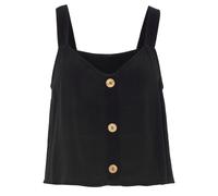 Crop-Top VIVANCE, Damen, Gr. 40, schwarz, Web, Obermaterial: 100% Viskose, unifarben, figurumspielend bauchfrei, Rundhals, Tops, mit Zierknöpfen, luftiges Sommertop (77621565-40) schwarz