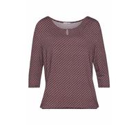 Rundhalsshirt VIVANCE "mit goldfarbenem Zierknopf am Ausschnitt", Damen, Gr. 40/42, lila (beere), Obermaterial: 95% Viskose (LENZING™ ECOVERO™), 5% Elasthan, bedruckt, figurumspielend normal, Rundhals