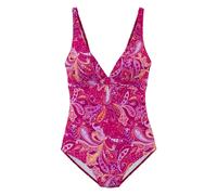 Badeanzug VIVANCE "Pretty", Damen, Gr. 36, Cup C/D, pink (pink bedruckt), Recycling-Polyamid, Paisleymuster, bedruckt, Badeanzüge Badeanzug, mit V-Ausschnitt und modischem Paisleymuster, Topseller (97